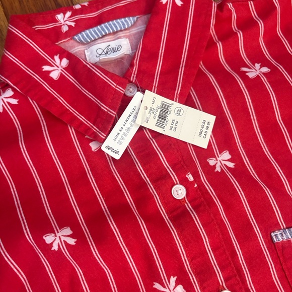 Aerie Flannel Stripes and Bows Pajama Top ⭐️ - Picture 2 of 2